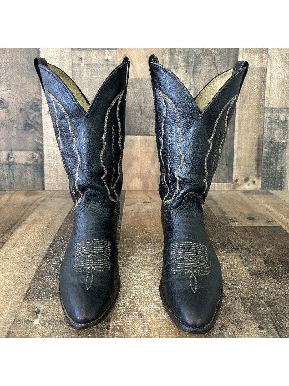 Abilene Vintage Black Western Cowboy Boots Mens 11 D